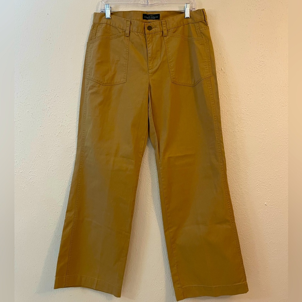 LRL Lauren Jeans CO. Women’s Sz 12 tan high waisted button fly wide leg pants